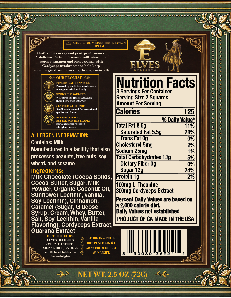 Energy Chocolate - Milk Chocolate, Cinnamon, & Caramel