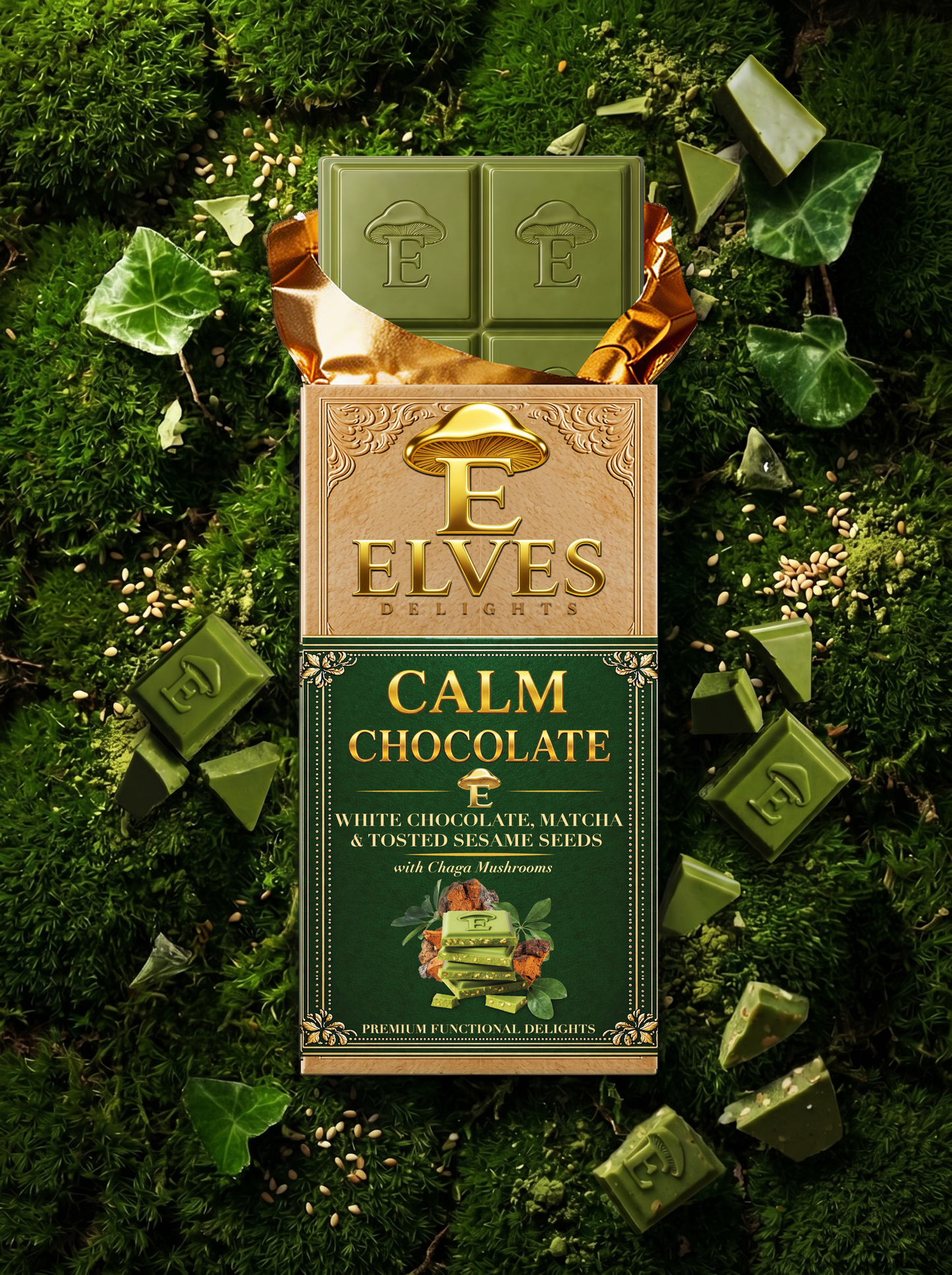 Calm Chocolate - White Chocolate, Matcha, & Toasted Sesame Seeds
